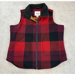 Woolrich Women's Giant Red Black Buffalo Plaid Wool Vest II Size XL